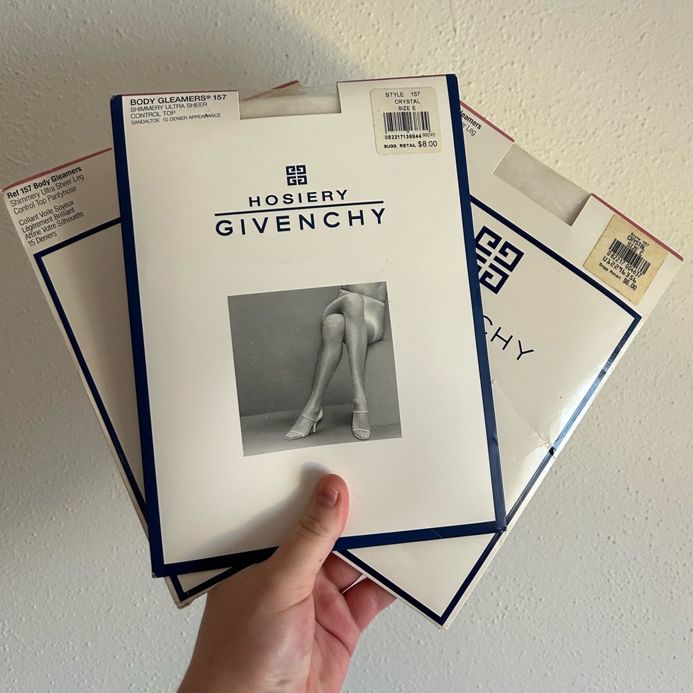 Vintage Hosiery Givenchy 3 Pairs New in Package Body Gleamers Size C and E